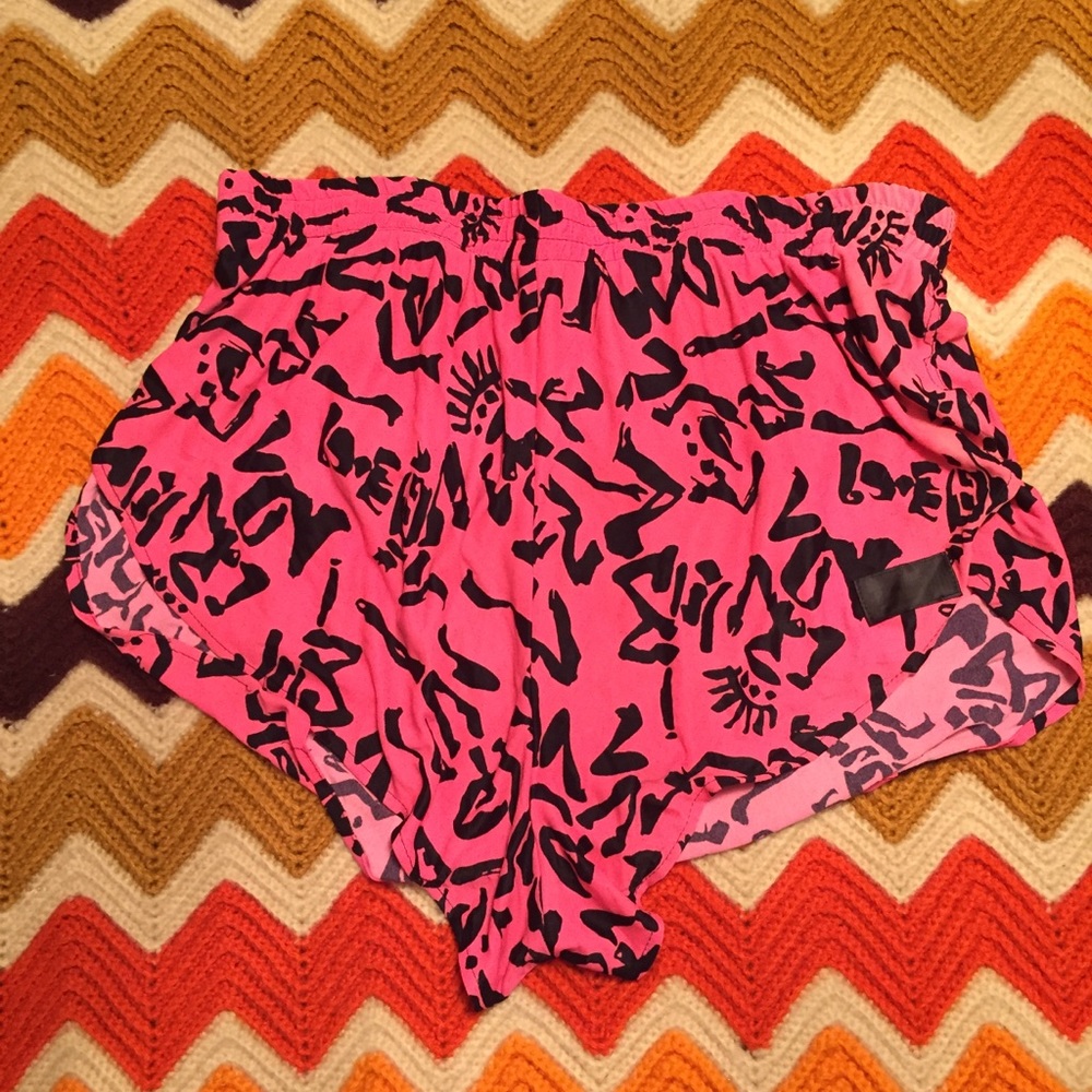 Vintage 80s neon hot pink work out dance shorts